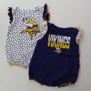MN Vikings Baby Girl Bubble Romper, 2 pack